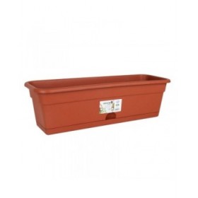 Vaso da Balcone con Piatto Dem Greentime Rettangolare Marrone 40 x 20 x 17,3 cm (6 Unità)