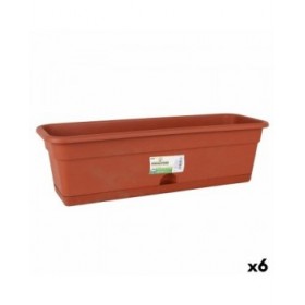 Vaso da Balcone con Piatto Dem Greentime Rettangolare Marrone 60 x 20 x 17,3 cm (6 Unità)