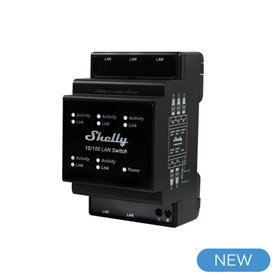Shelly LAN Switch - Switch di rete DIN rail con 5 porte RJ45 ethernet