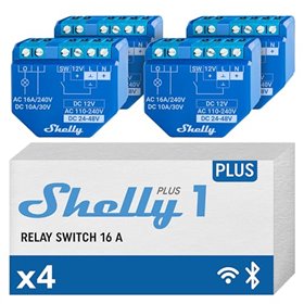 Shelly Plus 1 (4 pack-4 pezzi) - Smart Relay contatto pulito 16A AC/DC WiFi/BT