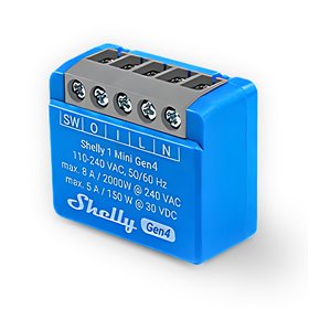 Shelly 1 Mini Gen4 - Smart Relay contatto pulito 8A AC/DC WiFi/BT/Matter/Zigbee