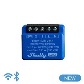 Shelly Mini 1 Gen3 - Smart Relay contatto pulito 8A AC/DC WiFi/BT/Matter