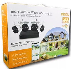 Imou KIT Videoregistr di rete a 4CH NVR 1080Wireless+4 Telecam Full color+HD 1TB