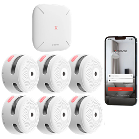 X-Sense KIT 6x Sensori Fumo Link+PRO a batteria sostituibile con centralina RF
