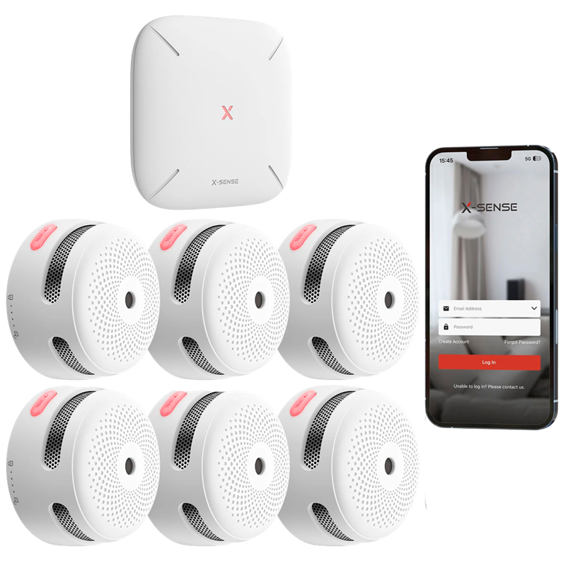 X-Sense KIT 6x Sensori Fumo Link+PRO a batteria sostituibile con centralina RF