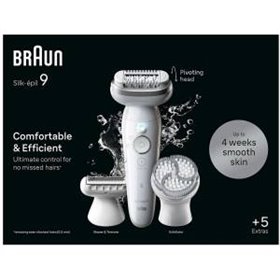 Braun Epilatore Elettrico Silk-épil 9 Wet & Dry 9-061 Bianco/Argento - 
