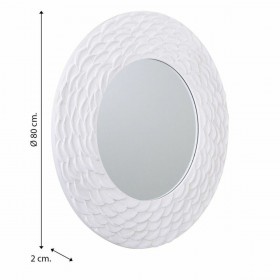 Specchio da parete Alexandra House Living Bianco Legno di abete Legno MDF 80 x 2 x 80 cm