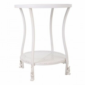 Tavolino da Caffè Alexandra House Living Bianco Vetro Ferro 50 x 60 x 50 cm