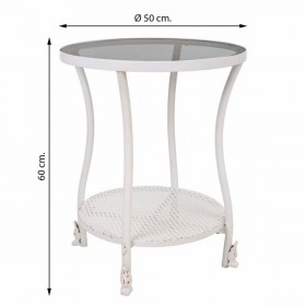 Tavolino da Caffè Alexandra House Living Bianco Vetro Ferro 50 x 60 x 50 cm