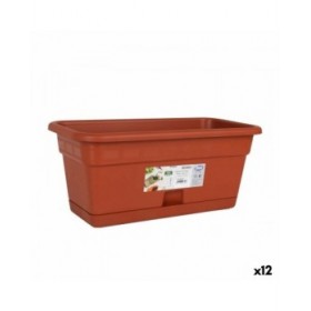 Vaso da Balcone con Piatto Dem Squares Rettangolare Marrone 40 x 20 cm (12 Unità)