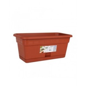 Vaso da Balcone con Piatto Dem Squares Rettangolare Marrone 40 x 20 cm (12 Unità)