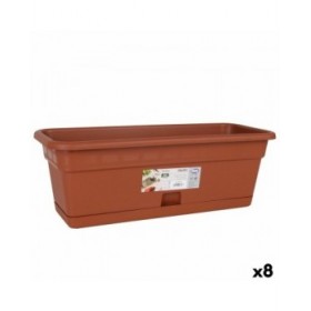 Vaso da Balcone con Piatto Dem Squares Rettangolare Marrone 50 x 20 cm (8 Unità)