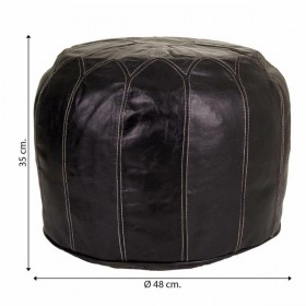 Puff Alexandra House Living Nero Pelle 48 x 35 x 48 cm