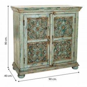 Console Alexandra House Living Azzurro Legno di mango 40 x 90 x 90 cm
