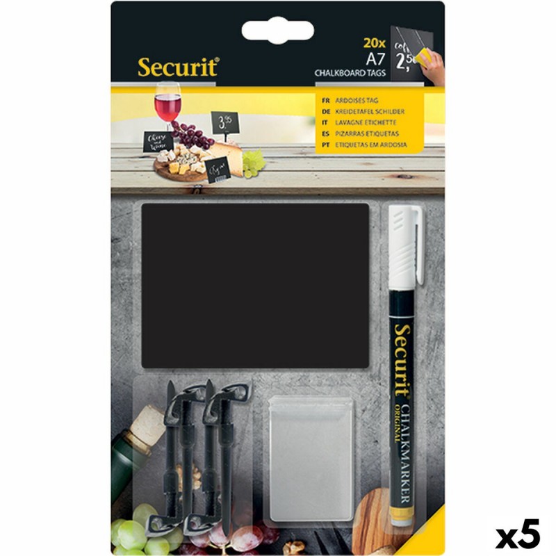 Lavagna Securit Con supporto Set 7,4 × 10,5 cm 20 Unità Nero