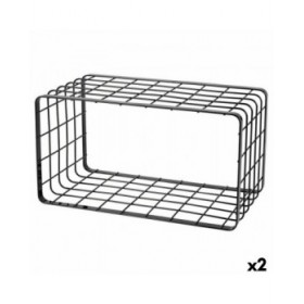 Contenitore per Sistemare Multiuso Inde Nero 34 x 19 x 18 cm Griglia (2 Unità)