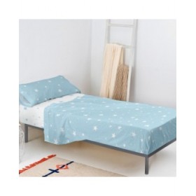 Set di Lenzuola HappyFriday Basic Kids Little star Azzurro Singolo 2 Pezzi