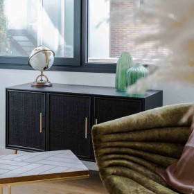 Credenza Alexandra House Living Nero Dorato Legno MDF