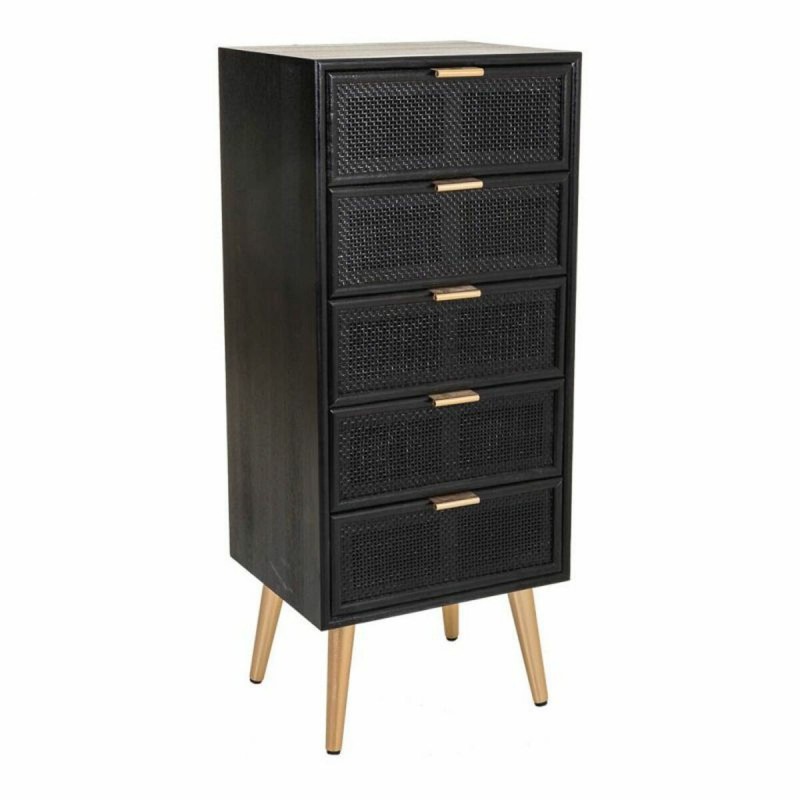 Cassettiera Alexandra House Living Nero Dorato Legno MDF