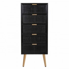 Cassettiera Alexandra House Living Nero Dorato Legno MDF