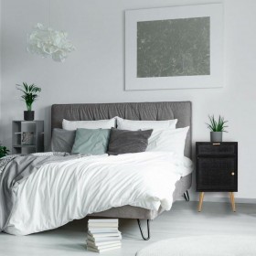 Comodino Alexandra House Living Nero Dorato