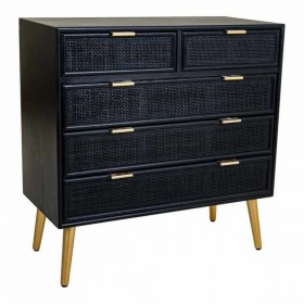 Cassettiera Alexandra House Living Nero Dorato Legno MDF