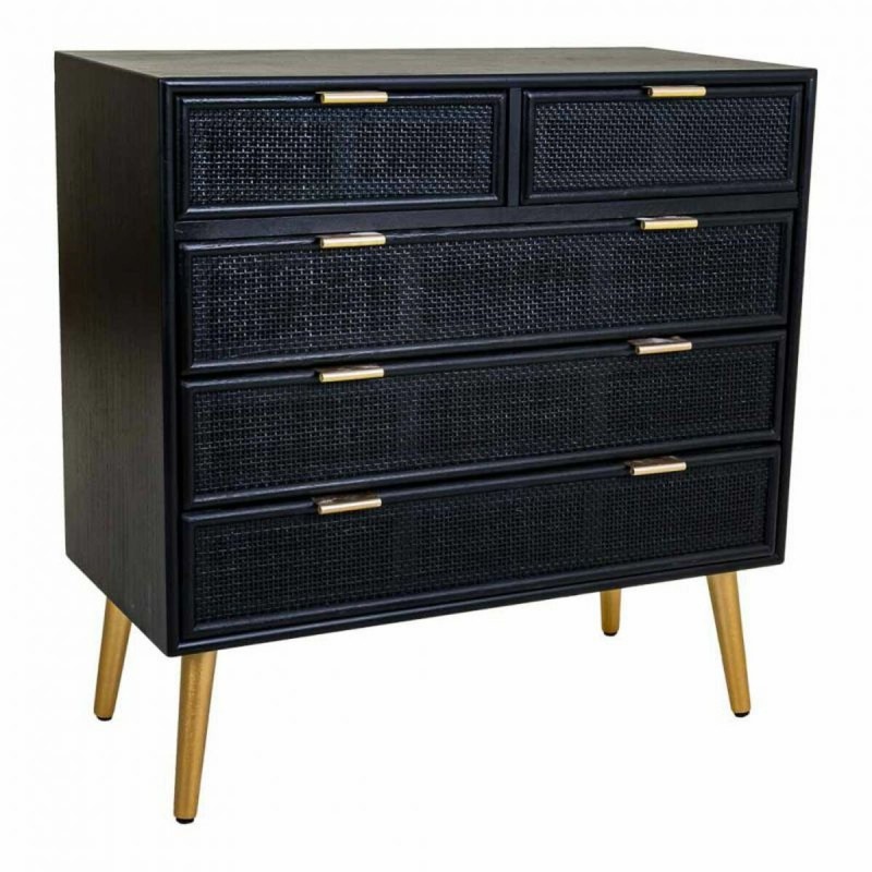 Cassettiera Alexandra House Living Nero Dorato Legno MDF