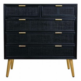 Cassettiera Alexandra House Living Nero Dorato Legno MDF