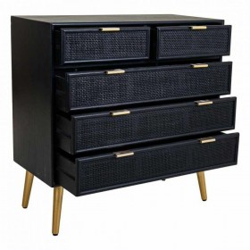 Cassettiera Alexandra House Living Nero Dorato Legno MDF