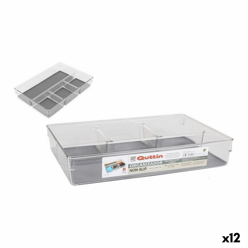 Contenitori per Cassetti Quttin Non-Slip 33 x 22,5 x 6 cm (12 Unità)