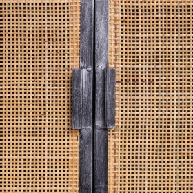 Credenza Alexandra House Living Marrone Nero Grigio Ferro Rattan Legno di abete 42 x 90 x 202 cm
