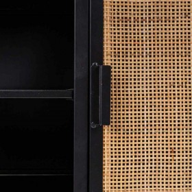 Credenza Alexandra House Living Marrone Nero Grigio Ferro Rattan Legno di abete 42 x 90 x 202 cm