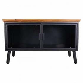 Mobile Aggiuntivo Alexandra House Living Marrone Nero Grigio Vetro Ferro Legno di abete 42 x 55 x 94 cm