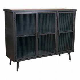 Credenza Alexandra House Living Marrone Nero Grigio Vetro Ferro Legno di abete 33 x 79 x 102 cm