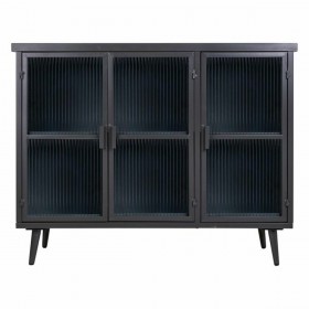 Credenza Alexandra House Living Marrone Nero Grigio Vetro Ferro Legno di abete 33 x 79 x 102 cm