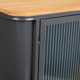 Mobile Aggiuntivo Alexandra House Living Marrone Nero Grigio Vetro Ferro Legno di abete 32 x 54 x 70 cm