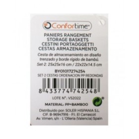 Cestino Multiuso Confortime Rotonda 26 x 26 x 17 cm 2 Pezzi (6 Unità)