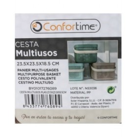 Cestino Multiuso Confortime Plastica 8 L 23,5 x 23,5 x 18,5 cm (24 Unità)