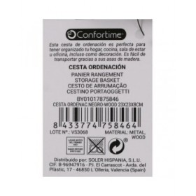 Cestino Multiuso Confortime Nero 23 x 23 x 8 cm (6 Unità)