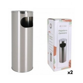 Cestino da Spazzatura con Posacenere Confortime Acciaio inossidabile 20,6 x 20,6 x 59 cm (2 Unità)