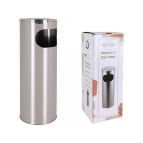 Cestino da Spazzatura con Posacenere Confortime Acciaio inossidabile 20,6 x 20,6 x 59 cm (2 Unità)