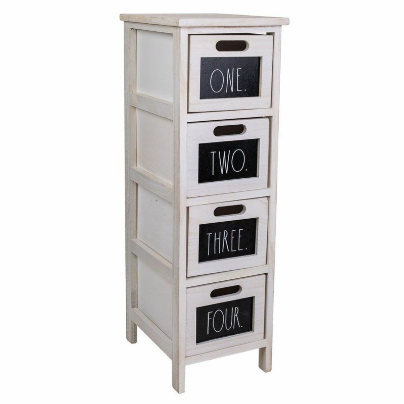 Cassettiera Alexandra House Living Bianco Legno di paulownia 32 x 81 x 26 cm