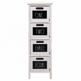Cassettiera Alexandra House Living Bianco Legno di paulownia 32 x 81 x 26 cm