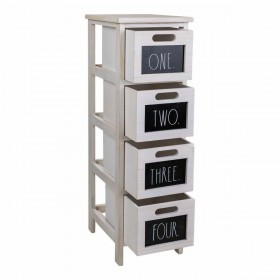 Cassettiera Alexandra House Living Bianco Legno di paulownia 32 x 81 x 26 cm