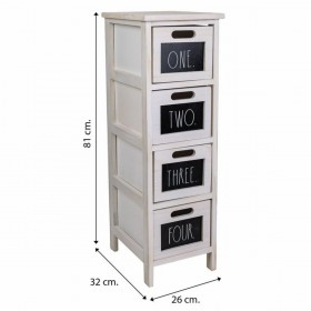 Cassettiera Alexandra House Living Bianco Legno di paulownia 32 x 81 x 26 cm