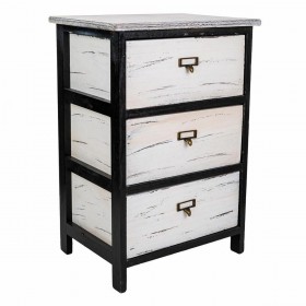 Cassettiera Alexandra House Living Bianco Nero Legno di paulownia 29 x 58 x 40 cm