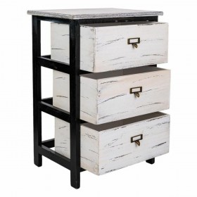 Cassettiera Alexandra House Living Bianco Nero Legno di paulownia 29 x 58 x 40 cm