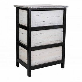 Cassettiera Alexandra House Living Bianco Nero Legno di paulownia 29 x 58 x 40 cm