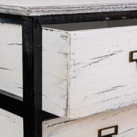Cassettiera Alexandra House Living Bianco Nero Legno di paulownia 29 x 58 x 40 cm