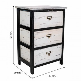 Cassettiera Alexandra House Living Bianco Nero Legno di paulownia 29 x 58 x 40 cm